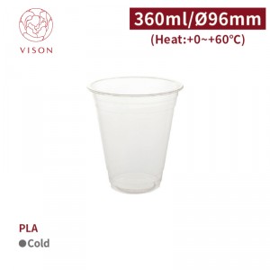 《VISON専用》I2【PLA クリアカップ 12oz/360ml 口径96mm 】-1箱1000個 ~台湾製 高品質~ 