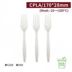 《受注生産》KI17002【CPLA エコ素材 フォーク -白 170*28mm】1箱1000個/ 1袋50個 