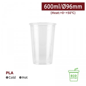 《受注生産》CS60029【PLA - プラカップ エコ 20oz/600ml 口径96mm 】-1箱1000個/1袋50個