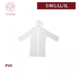 《VISON専用》I132【PVCポケットレインコート サイズ:S/M/L/LL/3L  ホワイト】- 1箱120個 